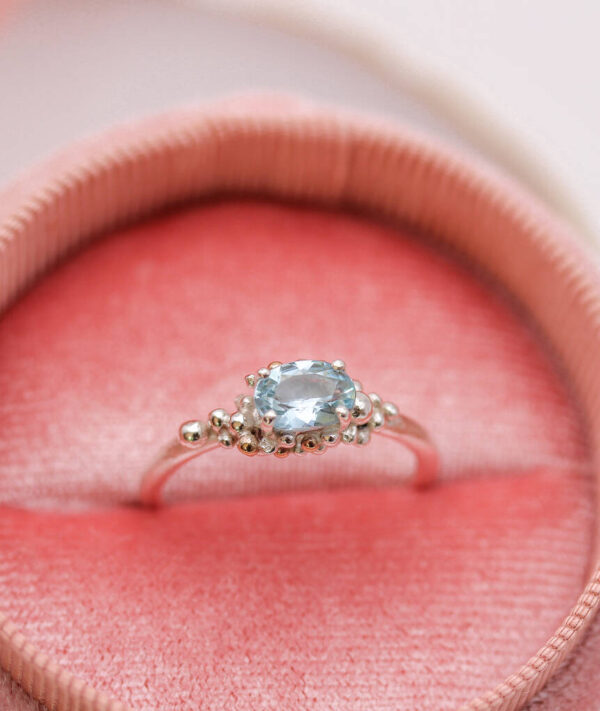 Aquamarine Granulated Ring